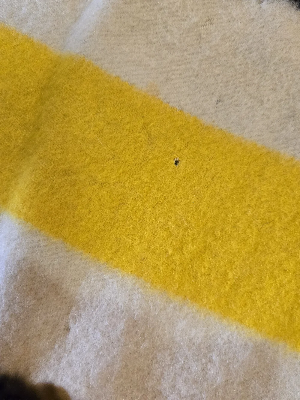 Hudson's Bay Vintage 100% Wool Cream, Yellow & Black Wool Throw with Satin Trim